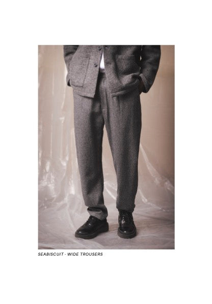 SEABISCUIT - WIDE TROUSERS - Merino WInter Wool Grey