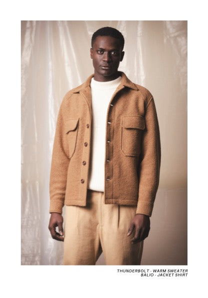 BROTHER OF BALIO - JACKET SHIRT - Boiled H.Wool Camel